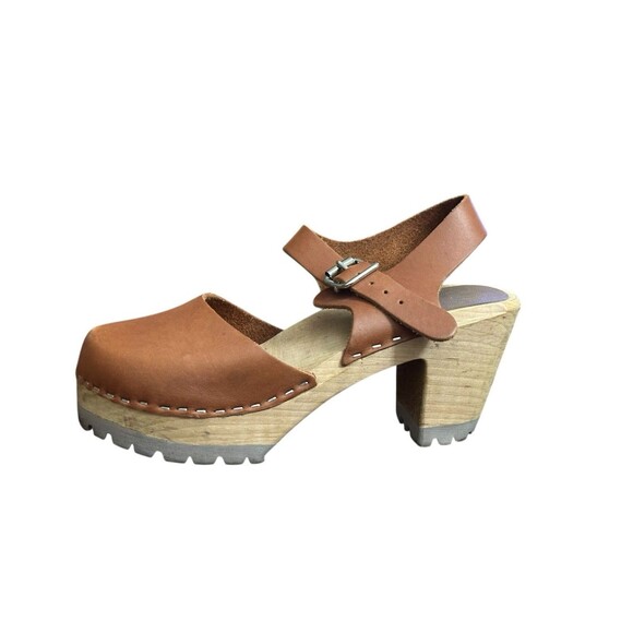 MIA Sweden Sofia Leather Mary Jane Wood Sole Clogs Womens EU 36 US 6 - Picture 11 of 14